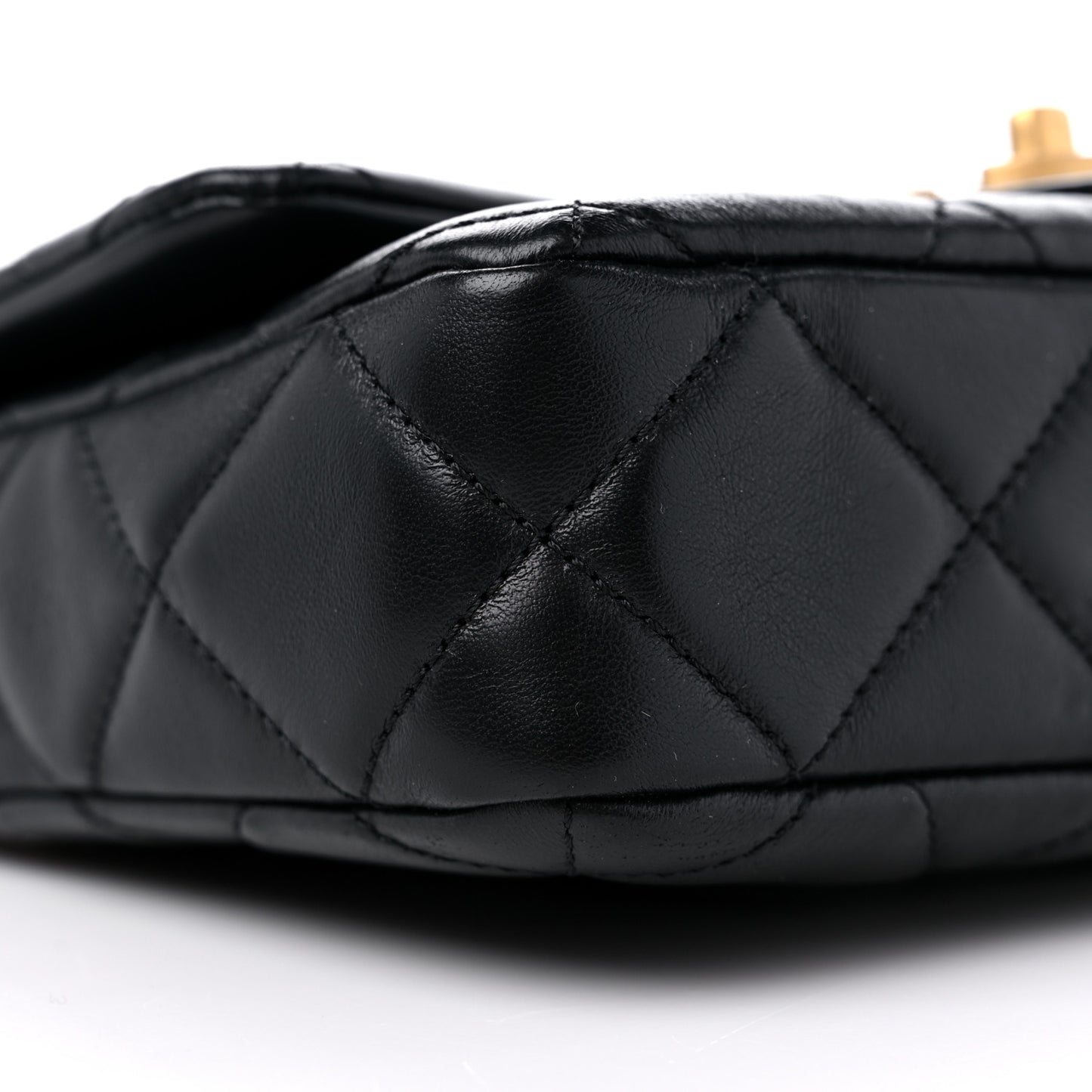 Lambskin Enamel Quilted Pending CC Square Flap Black