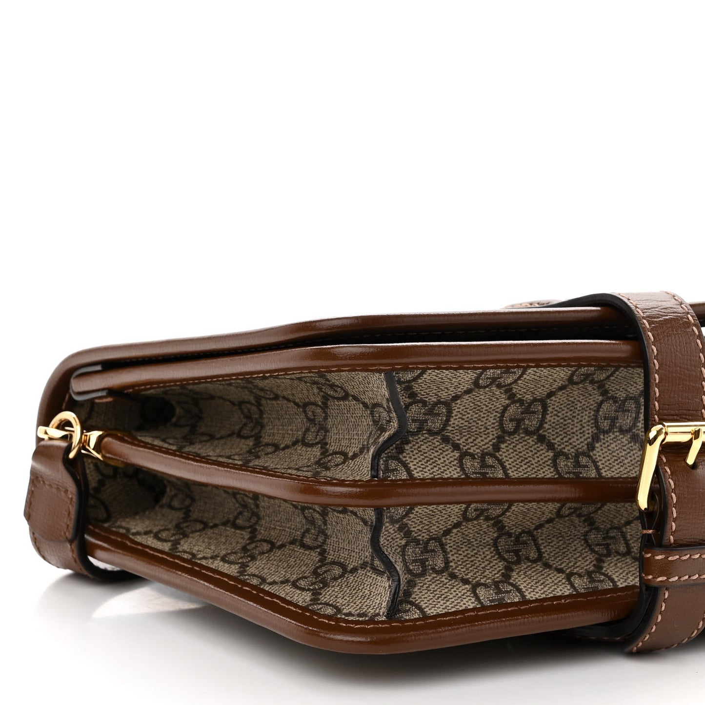 GG Supreme Monogram Azalea Calfskin Mini Retro Interlocking G Flap Shoulder Bag Beige Ebony Brown Sugar