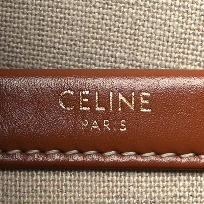 Celine Raffia Effect Calfskin Triomphe Jacquard Cabas Thais Natural Silver 5 of 9