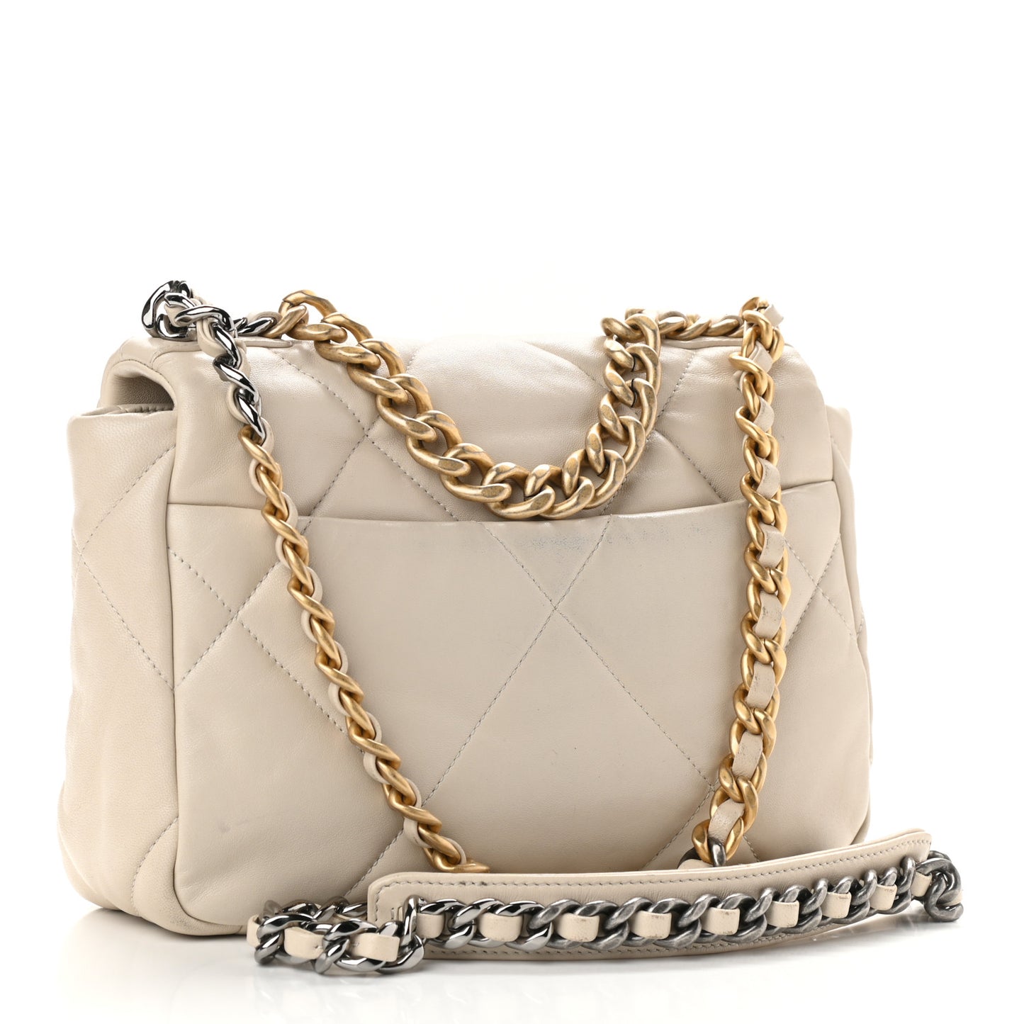 Lambskin Quilted Medium Chanel 19 Flap Light Beige