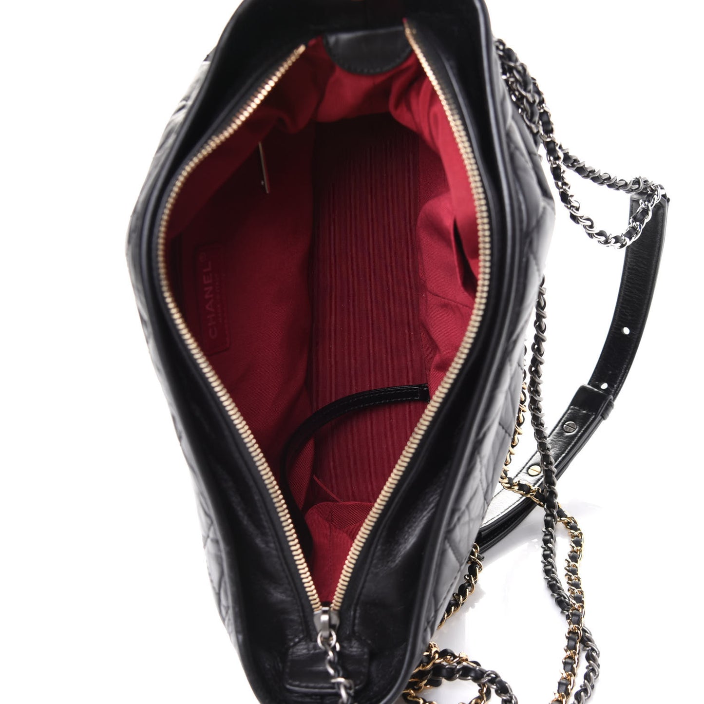 Aged Calfskin Quilted Medium Gabrielle Hobo Black