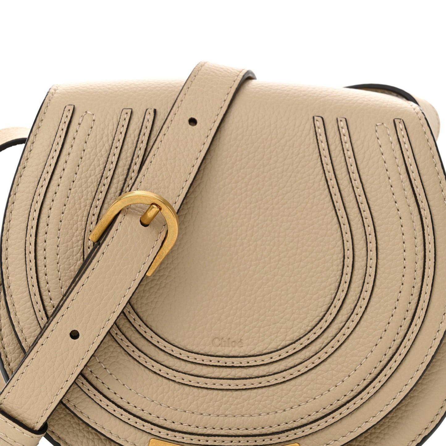 Calfskin Mini Marcie Round Crossbody Bag Root Beige
