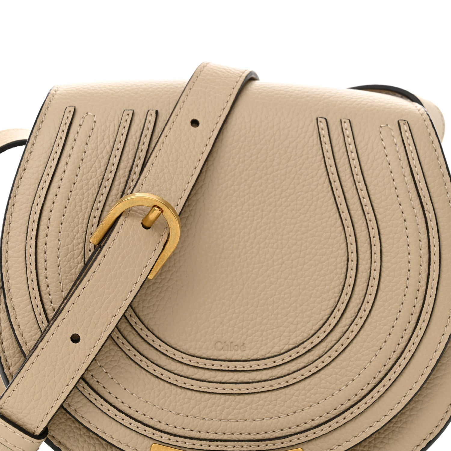 Chloe Calfskin Mini Marcie Round Crossbody Bag Root Beige 8 of 11