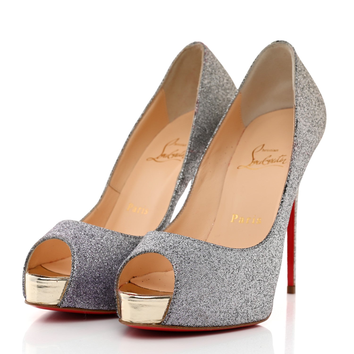 Christian Louboutin Glitter New Very Prive 120 Pumps 36 Drage Light Gold 3 of 9