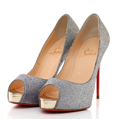 Christian Louboutin Glitter New Very Prive 120 Pumps 36 Drage Light Gold 3 of 9