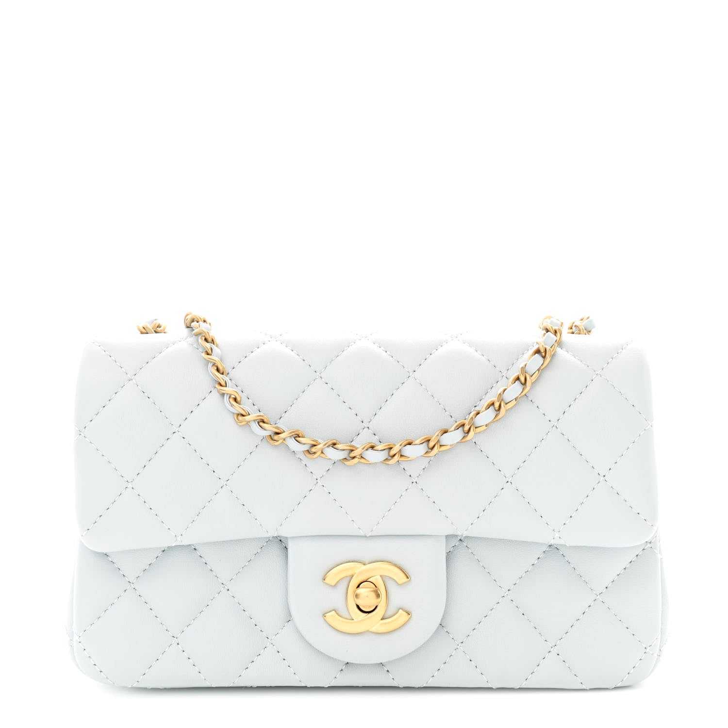 Chanel Lambskin Quilted Mini Rectangular Pearl Crush Flap Light Blue 1 of 11