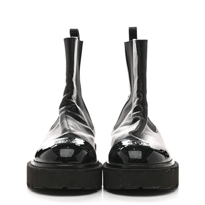 Chanel Crumpled Calfskin Patent Cap Toe Short Boots 39.5 Black 3 of 12