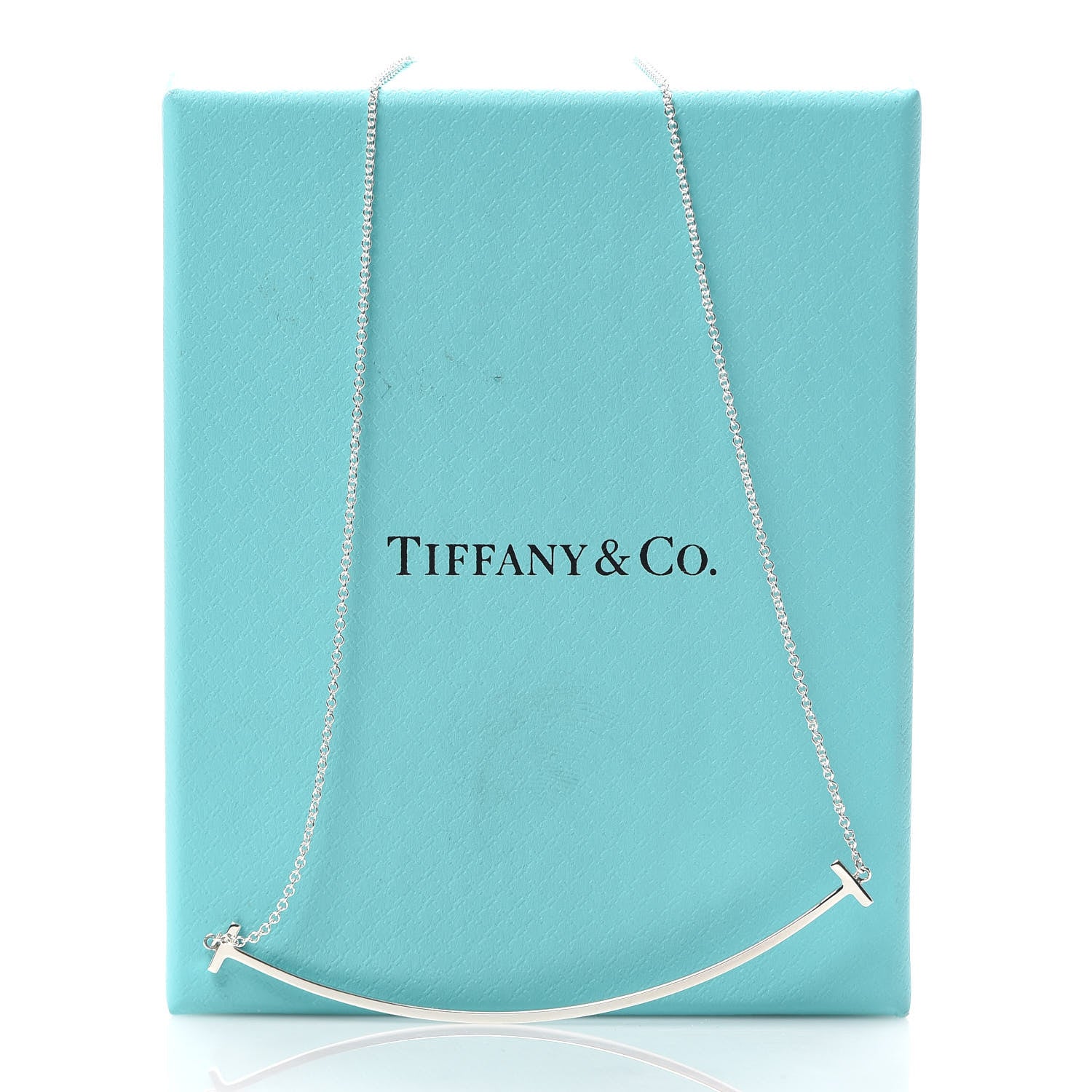 Tiffany Sterling Silver Large T Smile Pendant Necklace 6 of 6