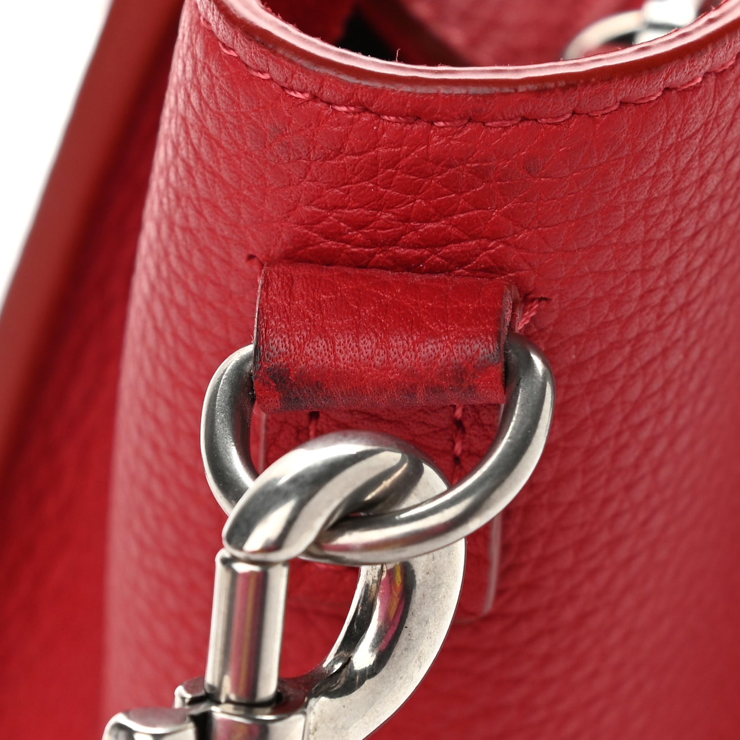 Drummed Calfskin Nano Luggage Red