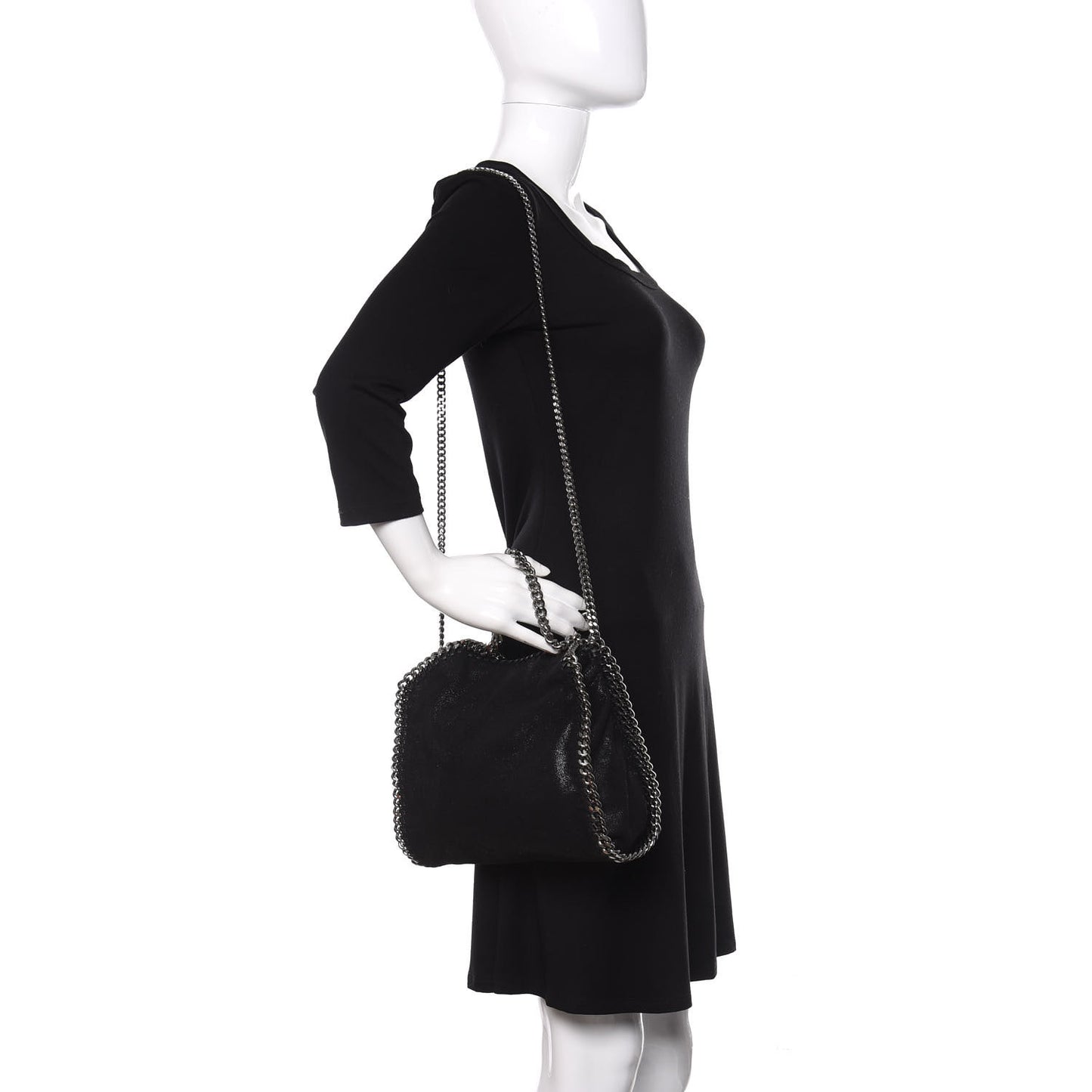 Shaggy Deer Mini Falabella Fold Over Tote Black