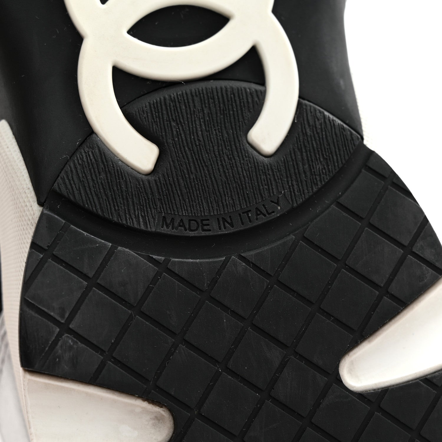 Chanel Mesh Suede Calfskin Mens CC Sneakers 44 White Silver Black 7 of 11