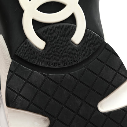 Chanel Mesh Suede Calfskin Mens CC Sneakers 44 White Silver Black 7 of 11