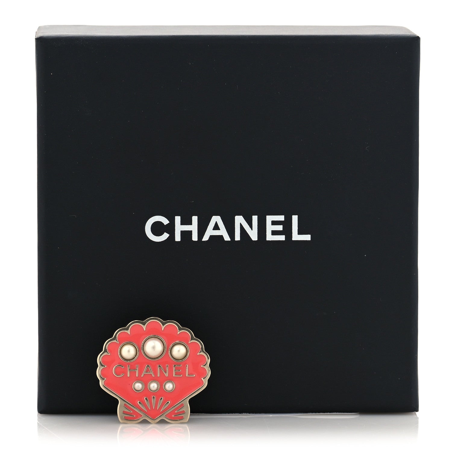 Chanel Enamel Pearl Seashell Brooch Pink Gold 5 of 5