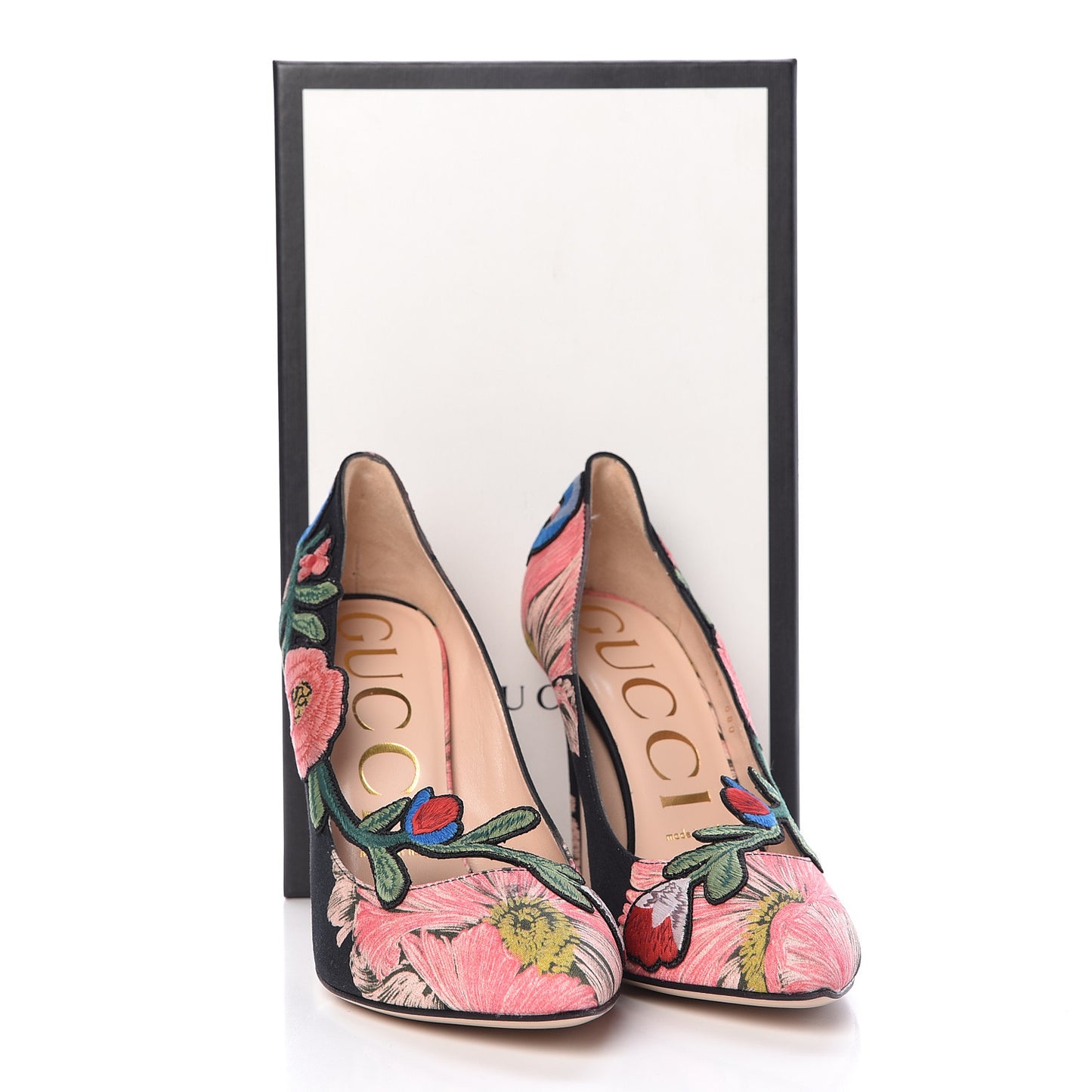 Canvas Flora Print Ophelia High Heel Pumps 38 Black Pink