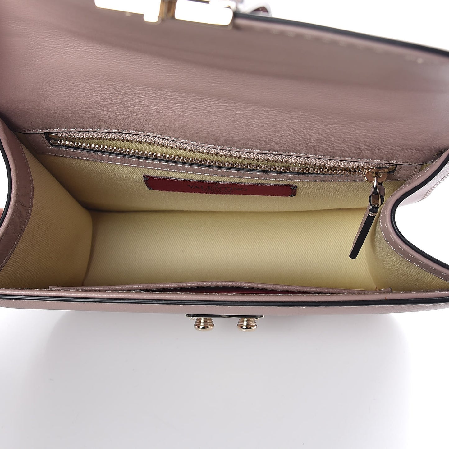 Vitello Small Glam Lock Rockstud Flap Poudre