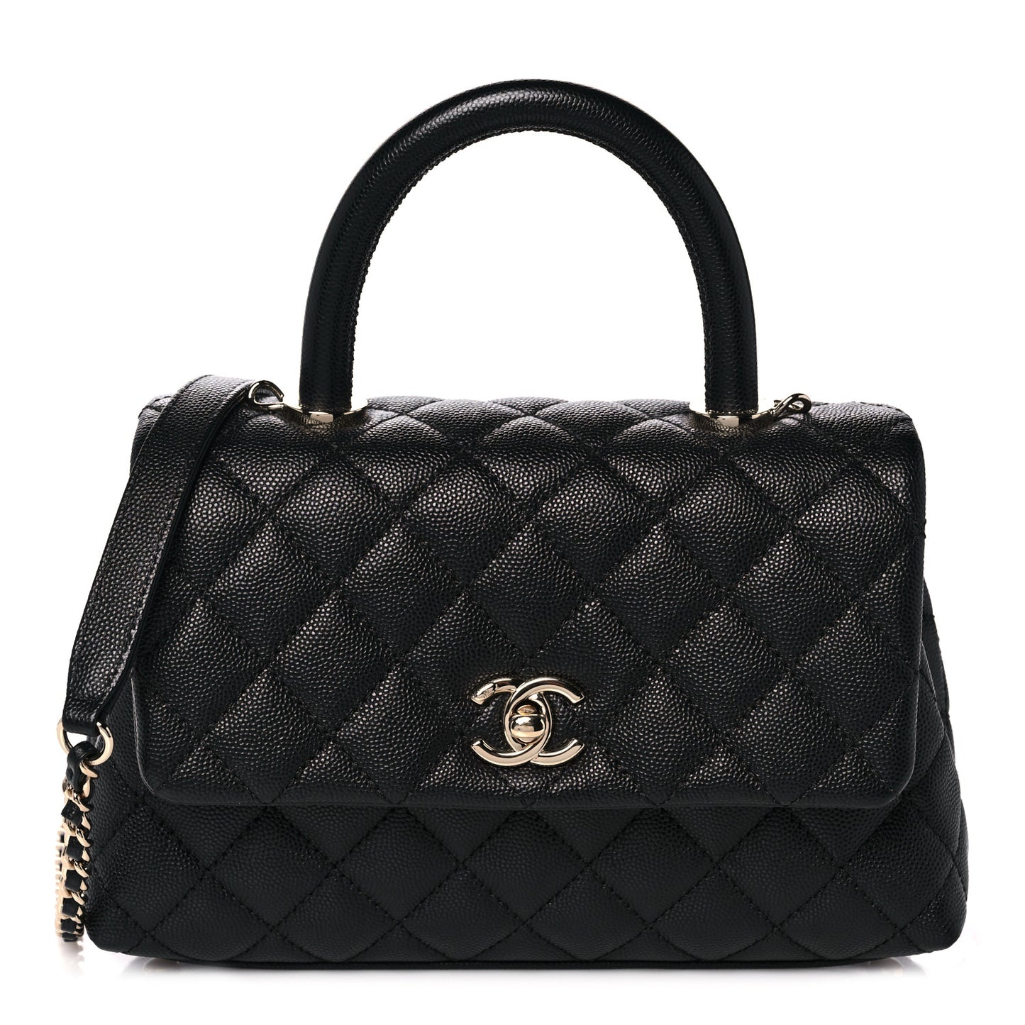 Caviar Quilted Mini Coco Handle Flap Black