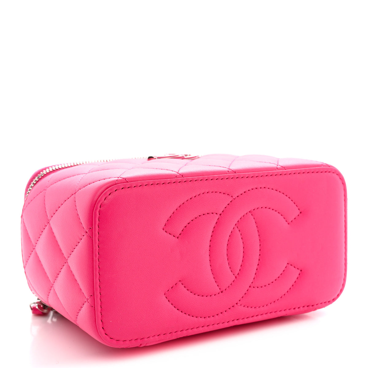Chanel Lambskin Quilted Metal Enamel Small Top Handle Vanity Case With Chain Pink 4 of 11