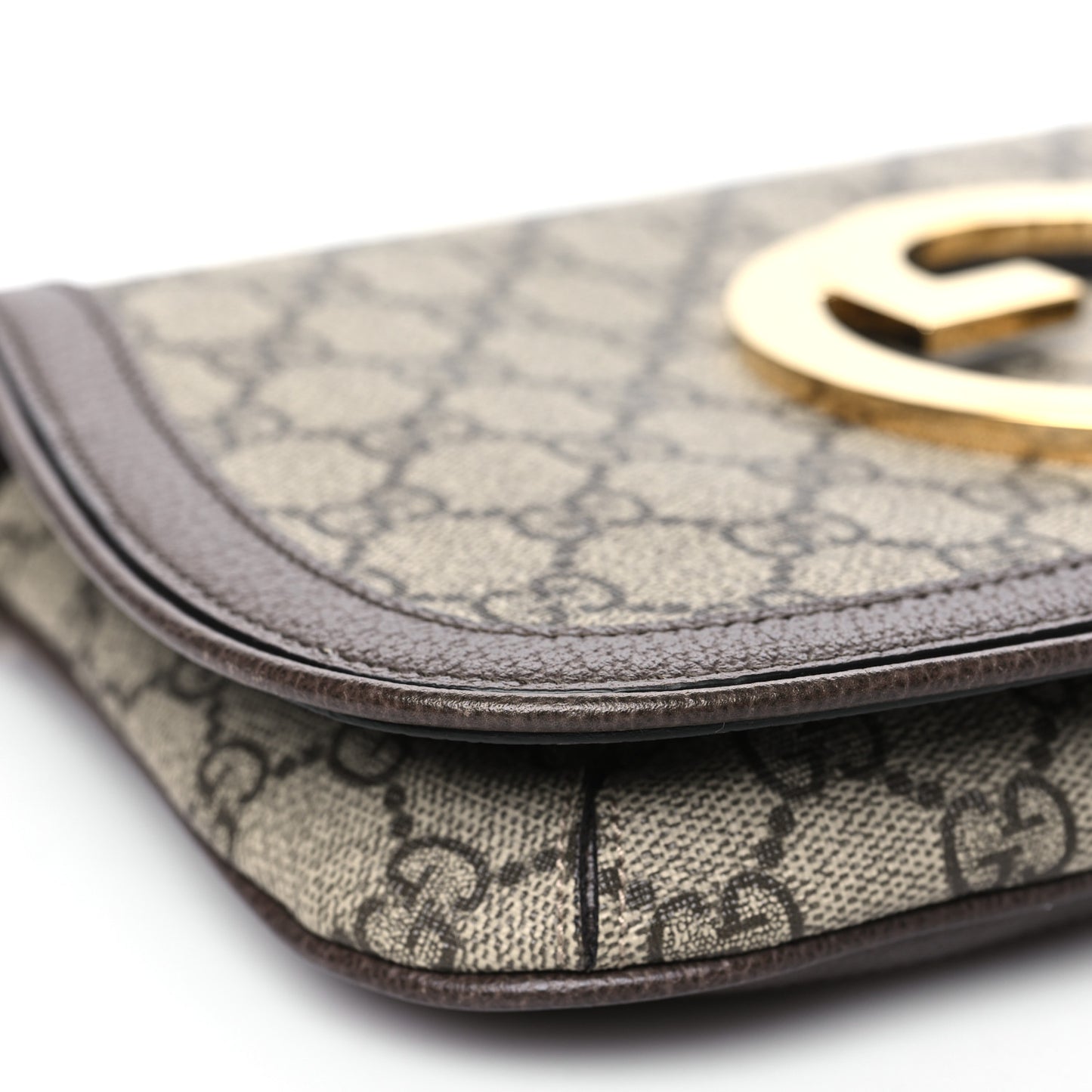 GG Supreme Monogram Textured Dollar Calfskin Blondie Chain Shoulder Flap Bag Beige Ebony New Acero