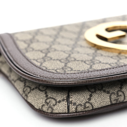 Gucci GG Supreme Monogram Textured Dollar Calfskin Blondie Chain Shoulder Flap Bag Beige Ebony New Acero 9 of 10