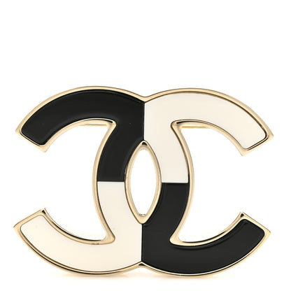 Chanel Enamel CC Brooch Black White Gold 1 of 4
