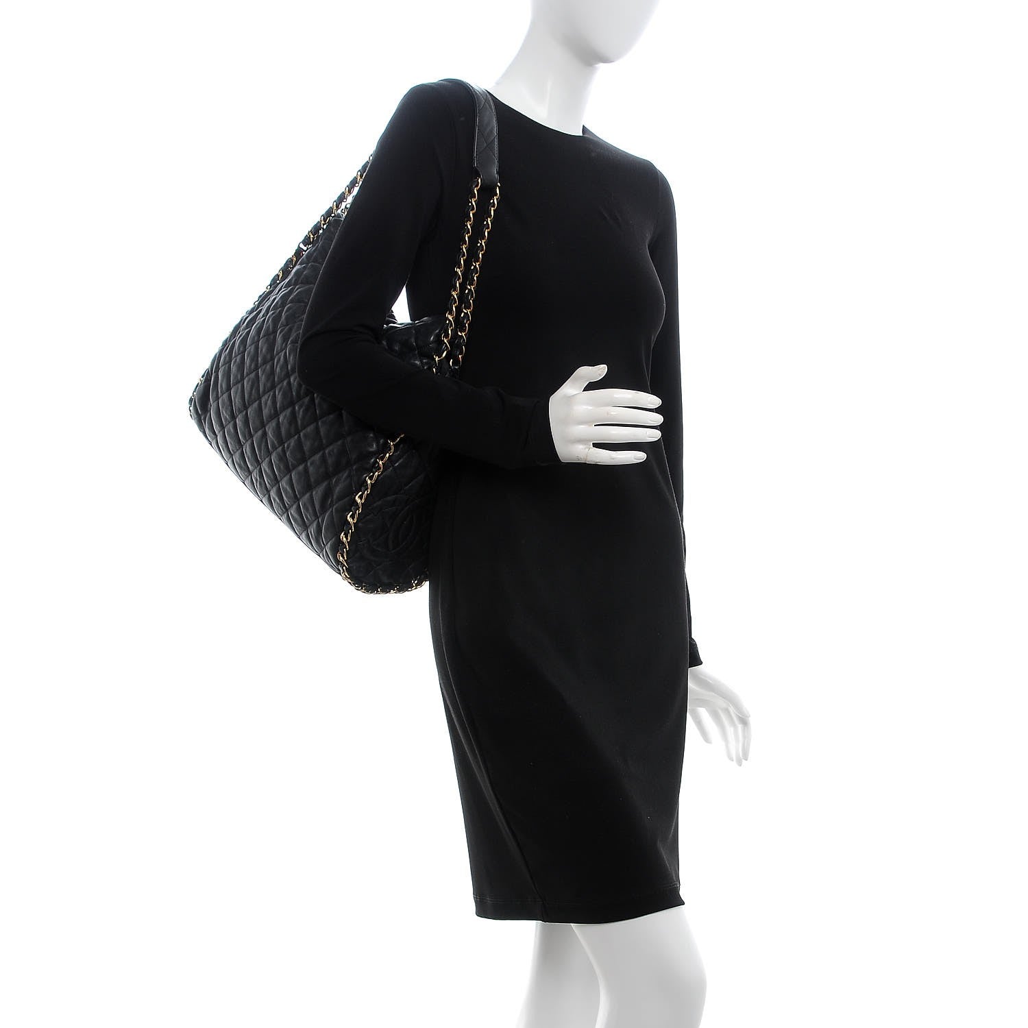 Chanel Calfskin Quilted Large Chain Me Hobo Black 2 of 9