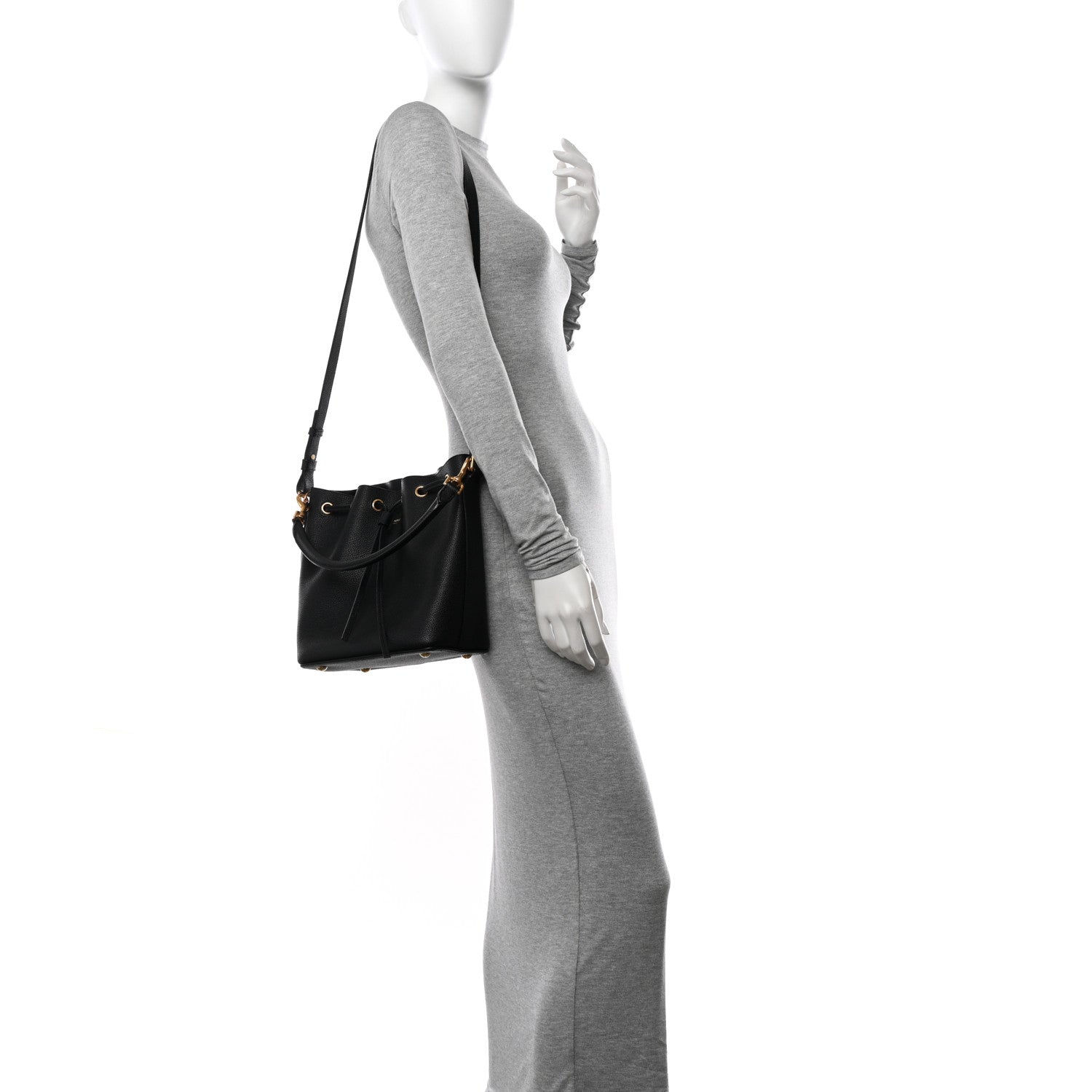 Saint Laurent Grained Calfskin Medium Emmanuelle Bucket Bag Black 2 of 13