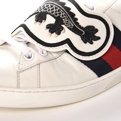 Gucci Calfskin Ayers Web UFO Dragon Embroidered Mens Ace Sneakers 7 White 14 of 17