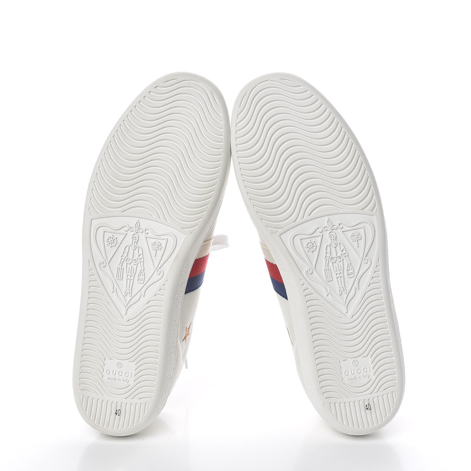 Gucci Calfskin Bee Star Embroidered Sylvie Web Ace Sneakers 40 White 5 of 10