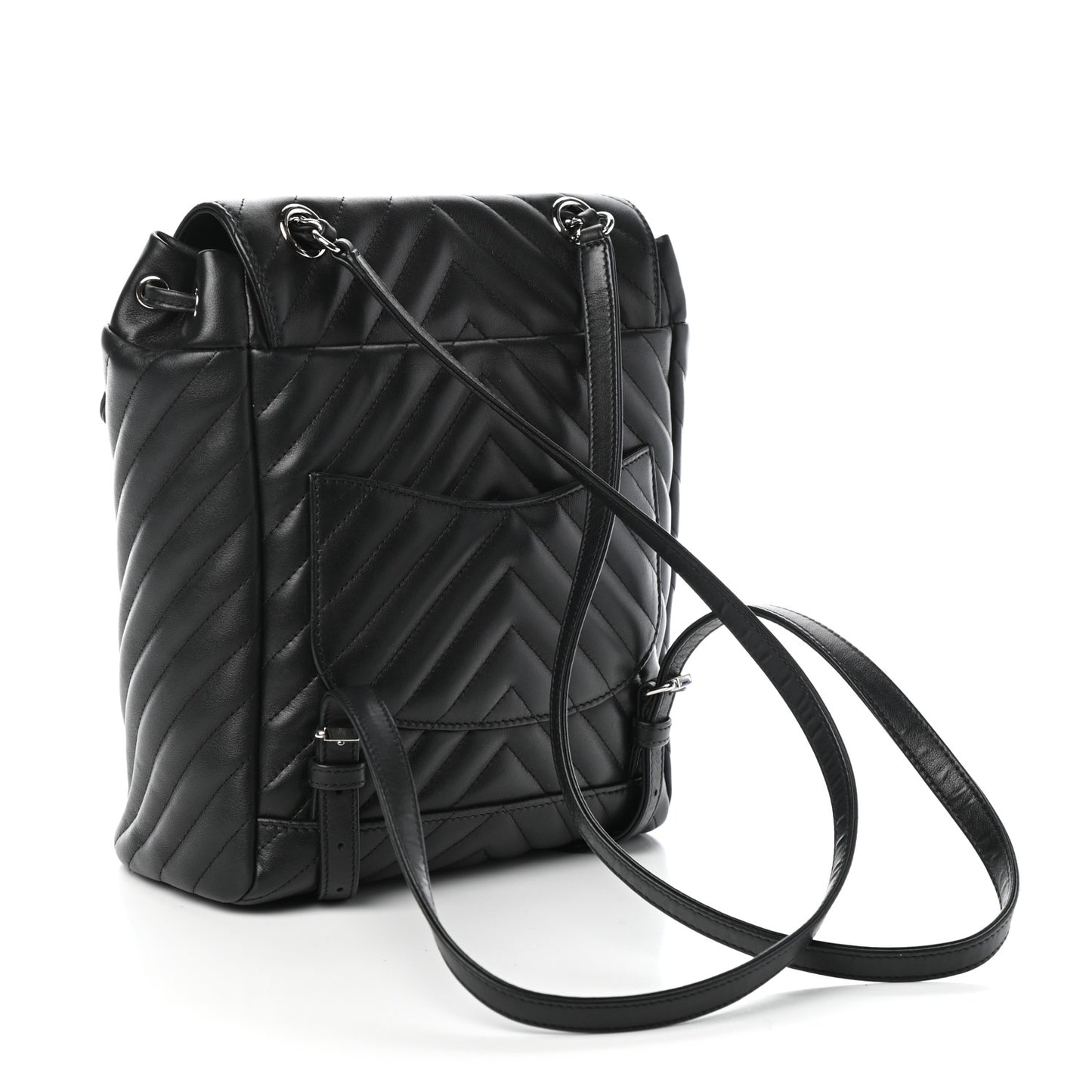 Calfskin Chevron Quilted Small Urban Spirit Backpack Black