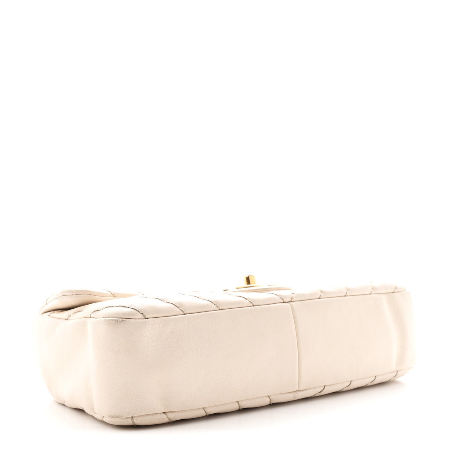 Calfskin Chevron Quilted Medium Surpique Flap Ivory