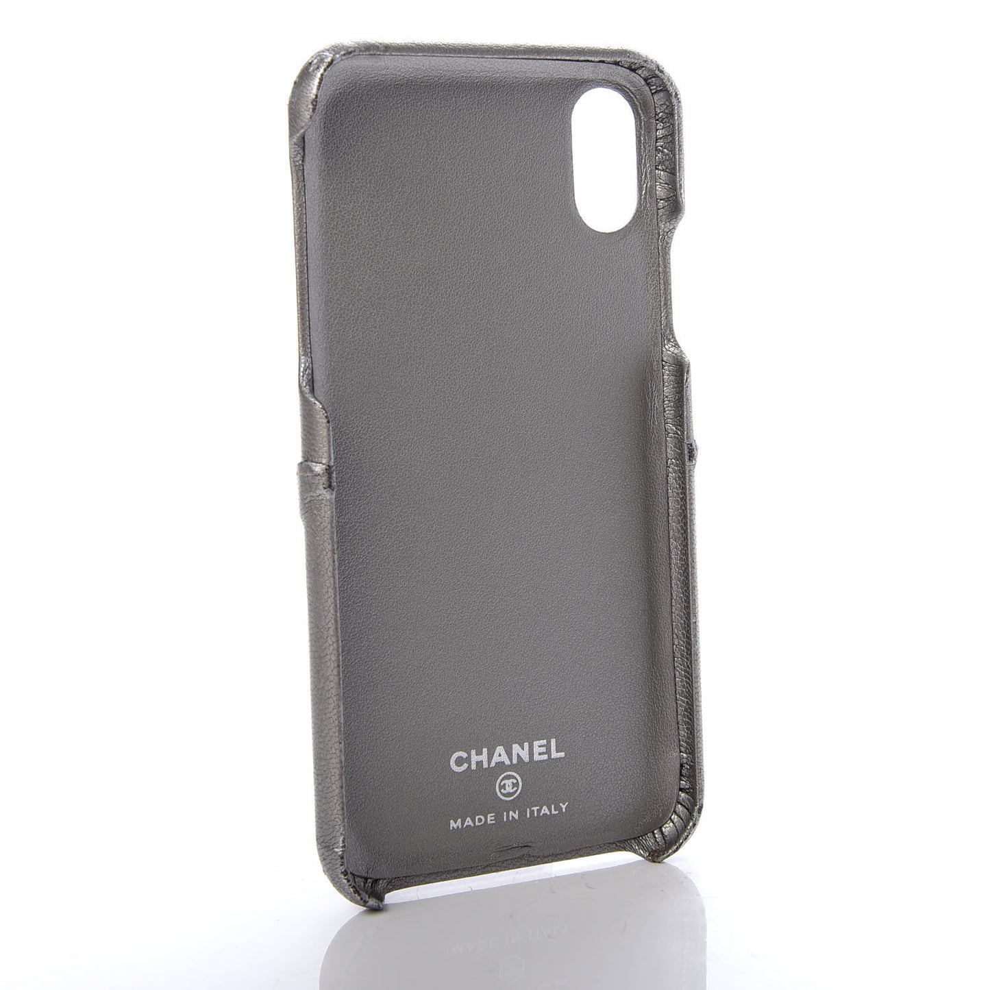 Goatskin Camellia Embossed iPhone X Case Grey