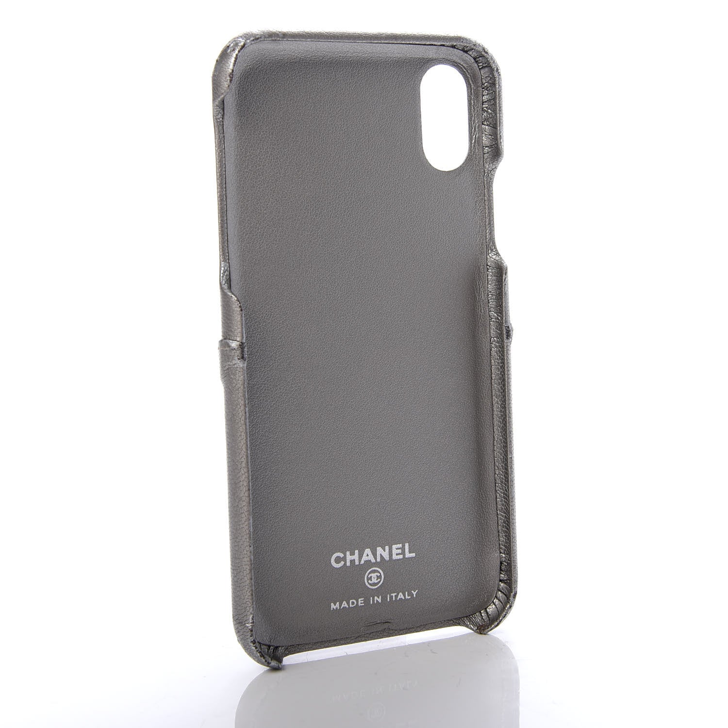 Chanel Goatskin Camellia Embossed iPhone X Case Grey 3 of 9