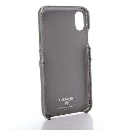 Chanel Goatskin Camellia Embossed iPhone X Case Grey 3 of 9