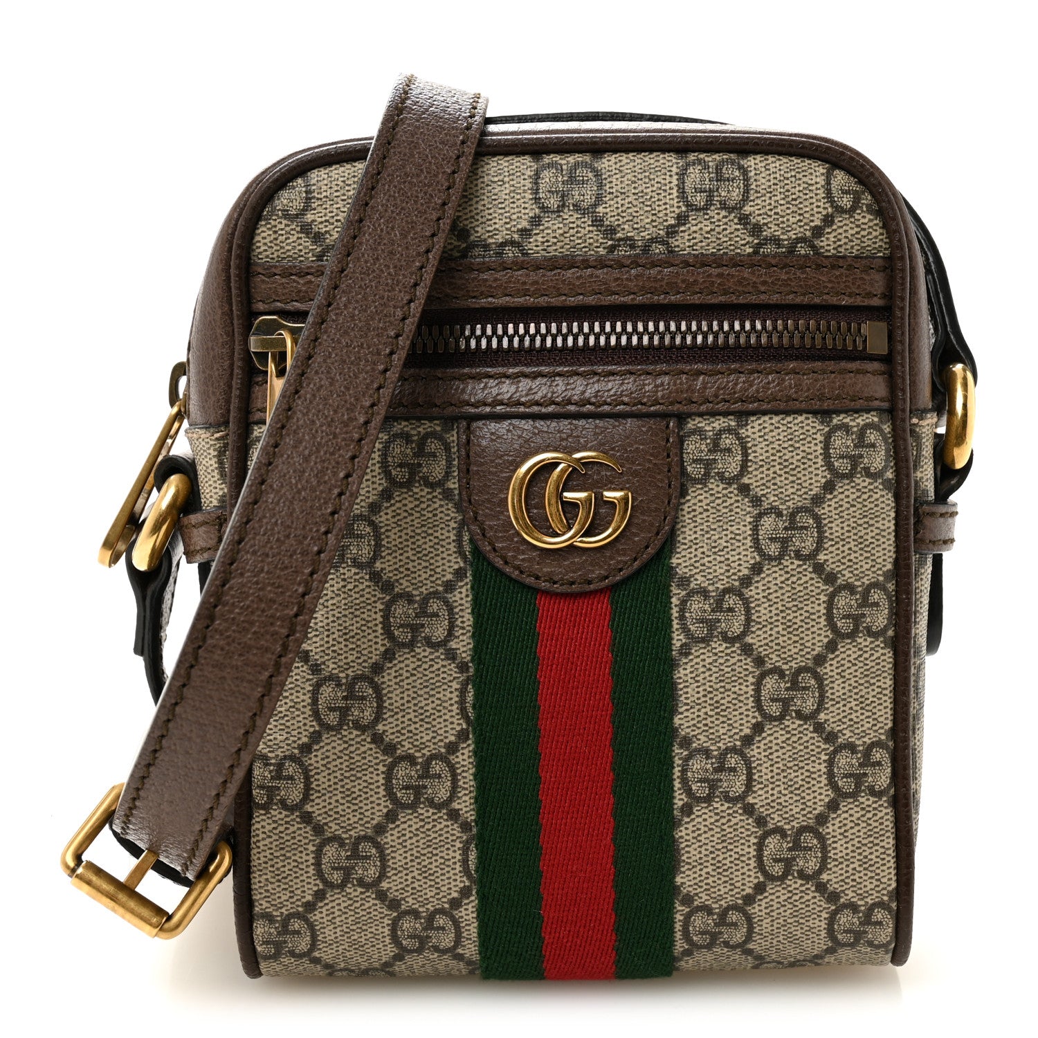 Gucci GG Supreme Monogram Web Mini Ophidia Messenger Brown 1 of 19