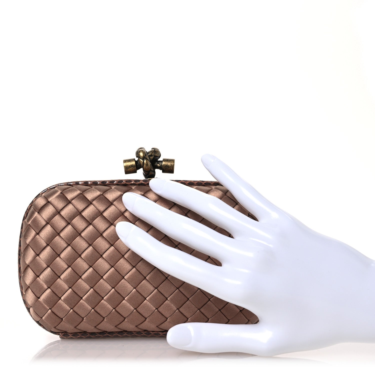 Bottega Veneta Satin Intreccio Impero Ayers Knot Clutch Blush 2 of 9