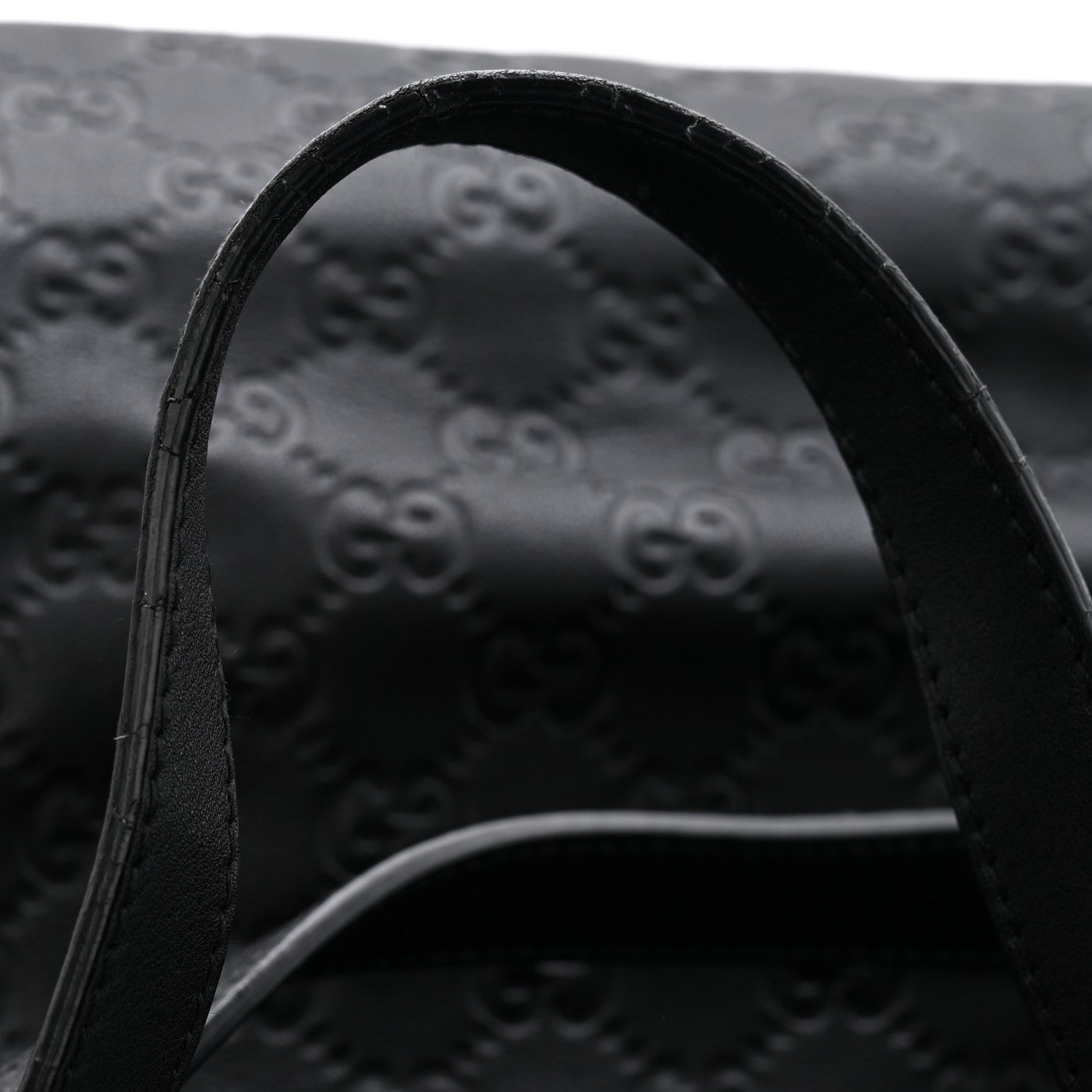 Gucci Guccissima Medium Zippered Shopping Tote Black 11 of 12
