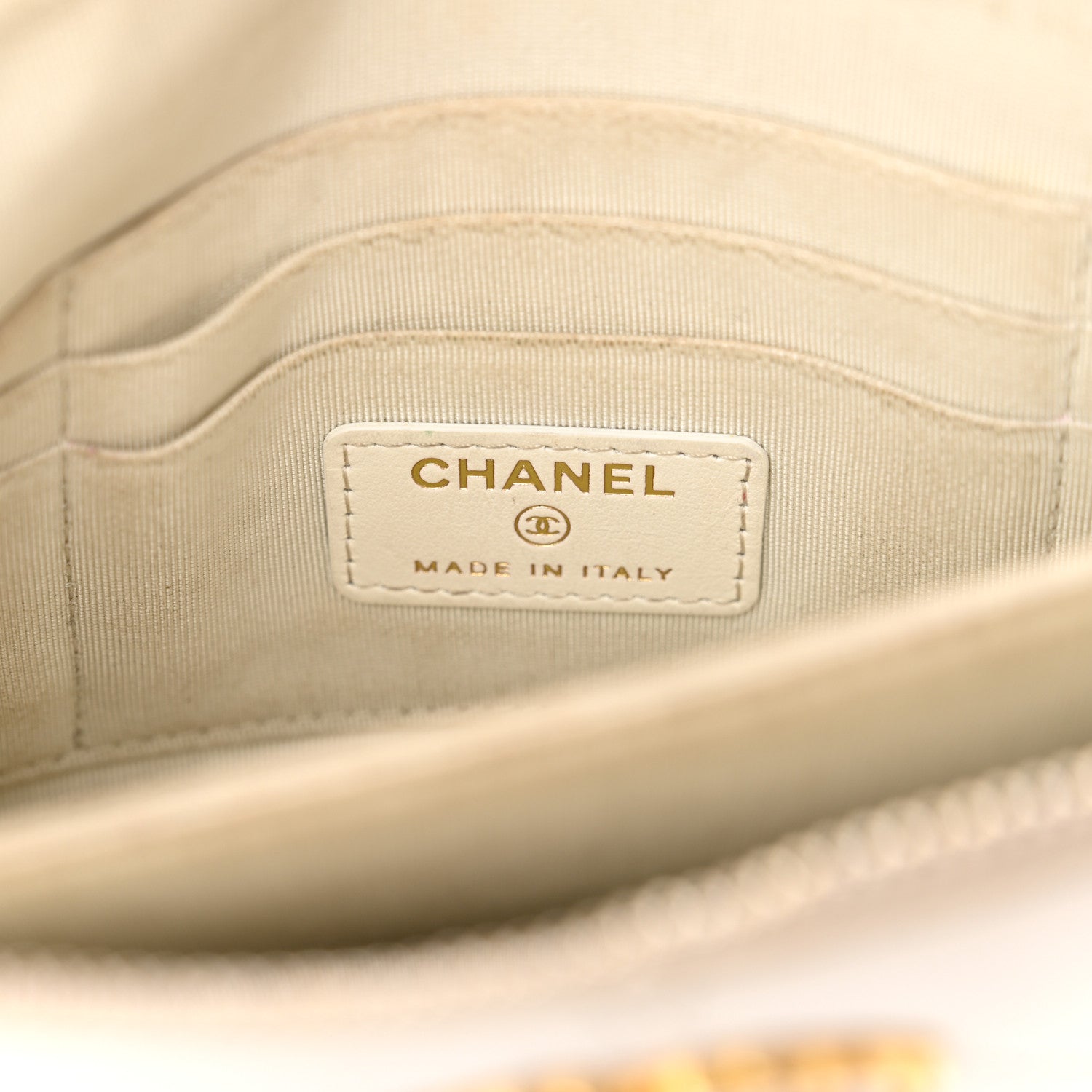 Chanel Shiny Goatskin Quilted Chanel 19 Small Pouch With Handle White 6 of 13