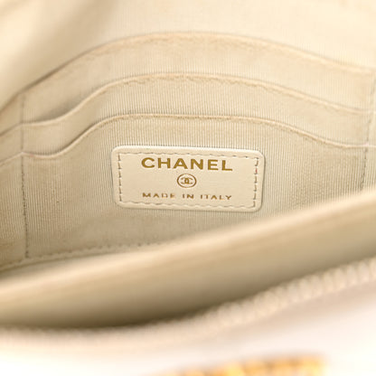 Chanel Shiny Goatskin Quilted Chanel 19 Small Pouch With Handle White 6 of 13