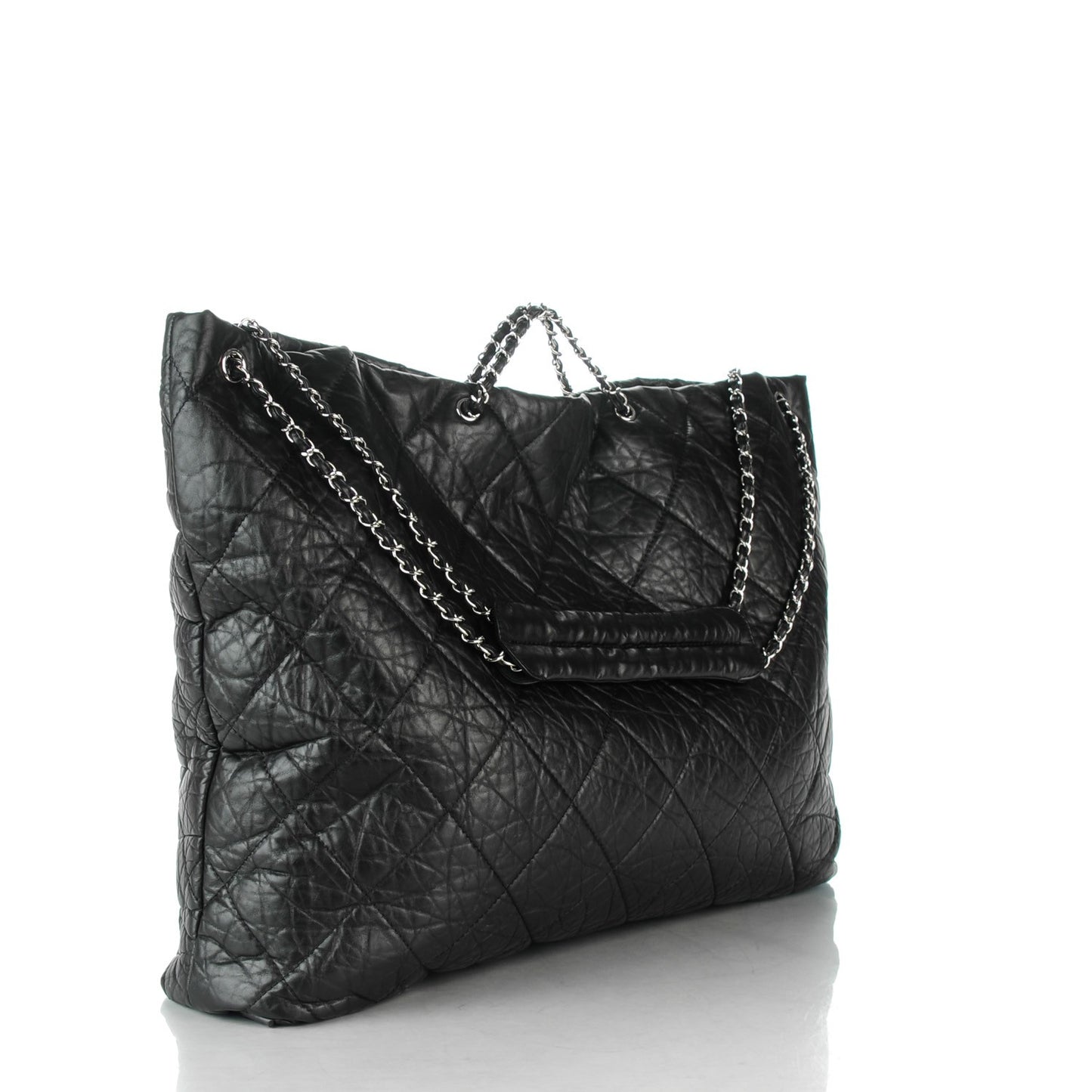 Aged Calfskin Oversized Reissue Drawstring Tote Black