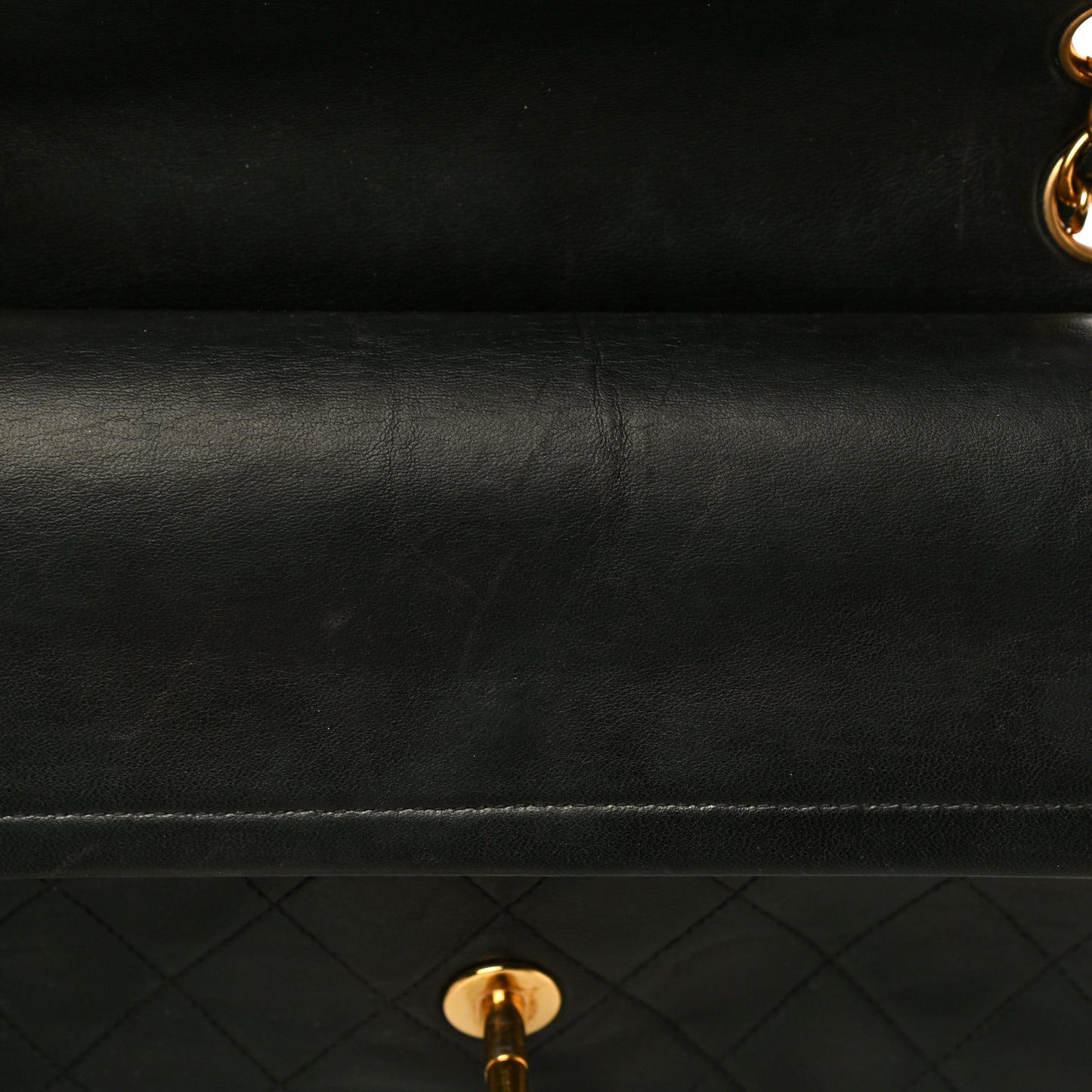 Lambskin Quilted Medium Double Flap Black