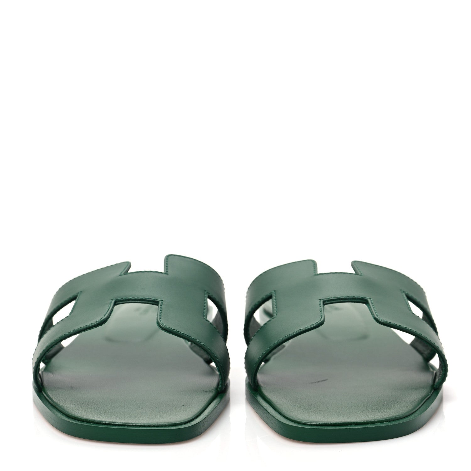 Hermes Calfskin Oran Sandals 39.5 Vert Electrique 2 of 9