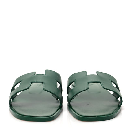 Hermes Calfskin Oran Sandals 39.5 Vert Electrique 2 of 9