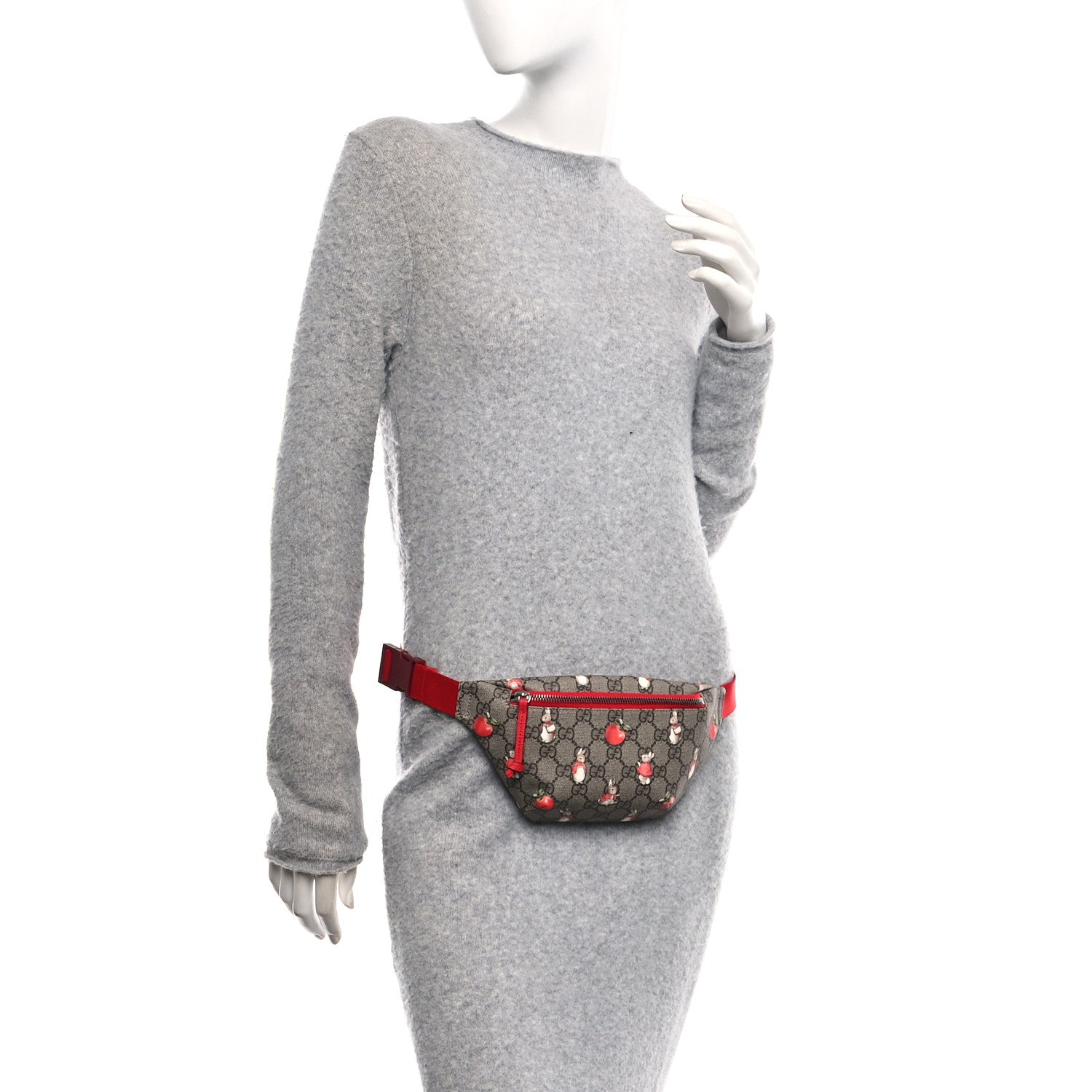 Gucci X PETER RABBIT GG Supreme Monogram Rabbit Print Childrens Belt Bag Beige Ebony Red 2 of 10