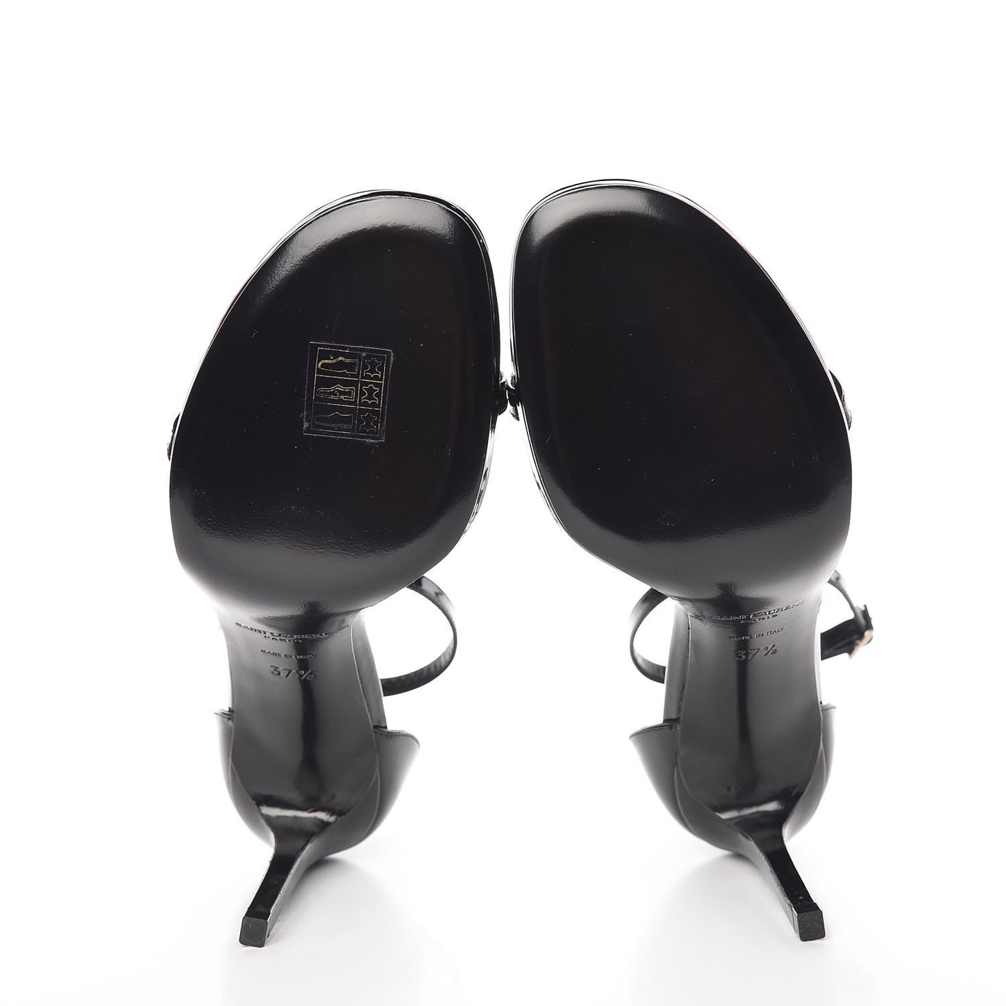 Patent Calfskin Jane 80 Ankle Strap Sandals 37.5 Black