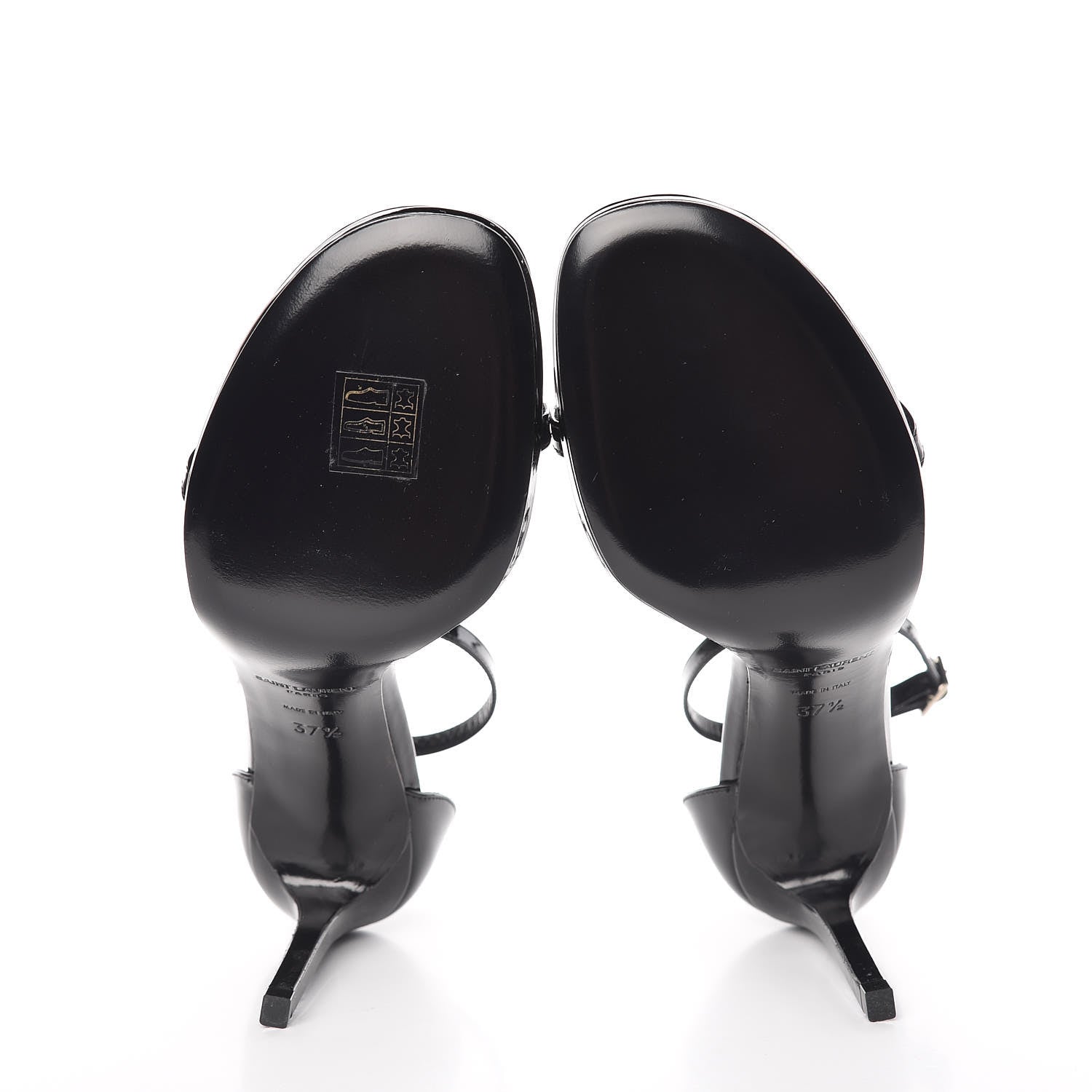 Saint Laurent Patent Calfskin Jane 80 Ankle Strap Sandals 37.5 Black 5 of 9