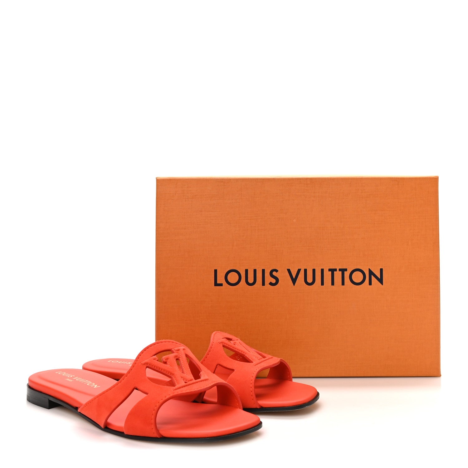 Louis Vuitton Suede Goatskin LV Isola Flat Sandals 40 Orange 10 of 10