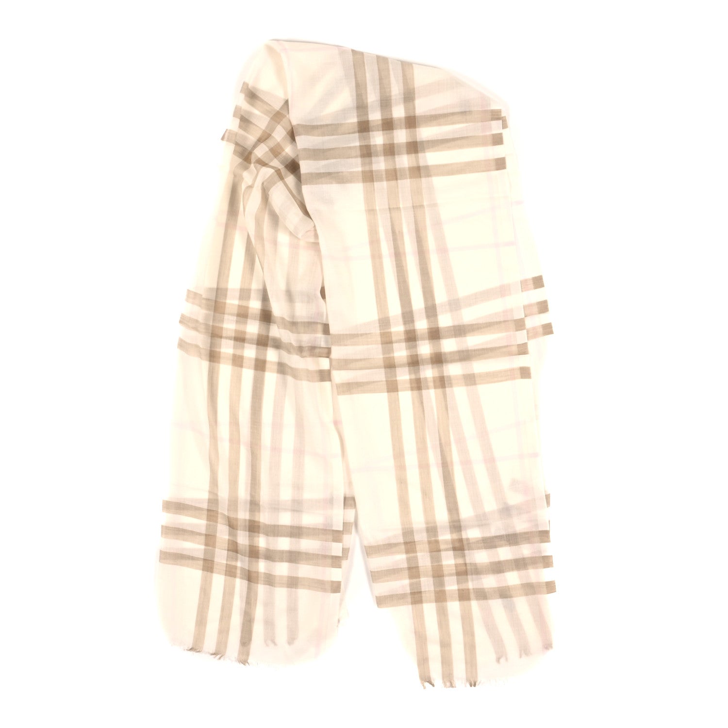 Burberry Wool Silk Gauze Giant Check Scarf White Alabaster 2 of 3