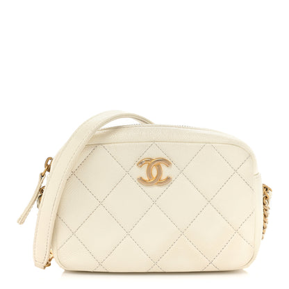 Chanel Shiny Caviar Quilted Chain Melody Camera Bag White 1 of 14