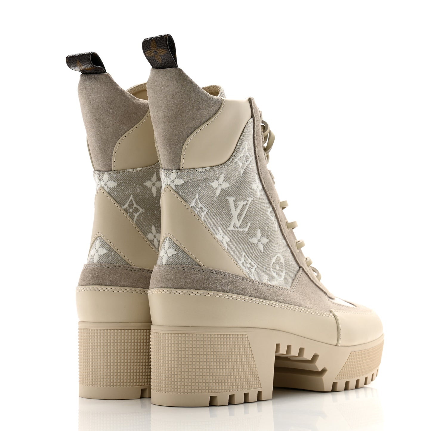 Suede Calfskin Laureate Platform Desert Boots 37.5 Taupe