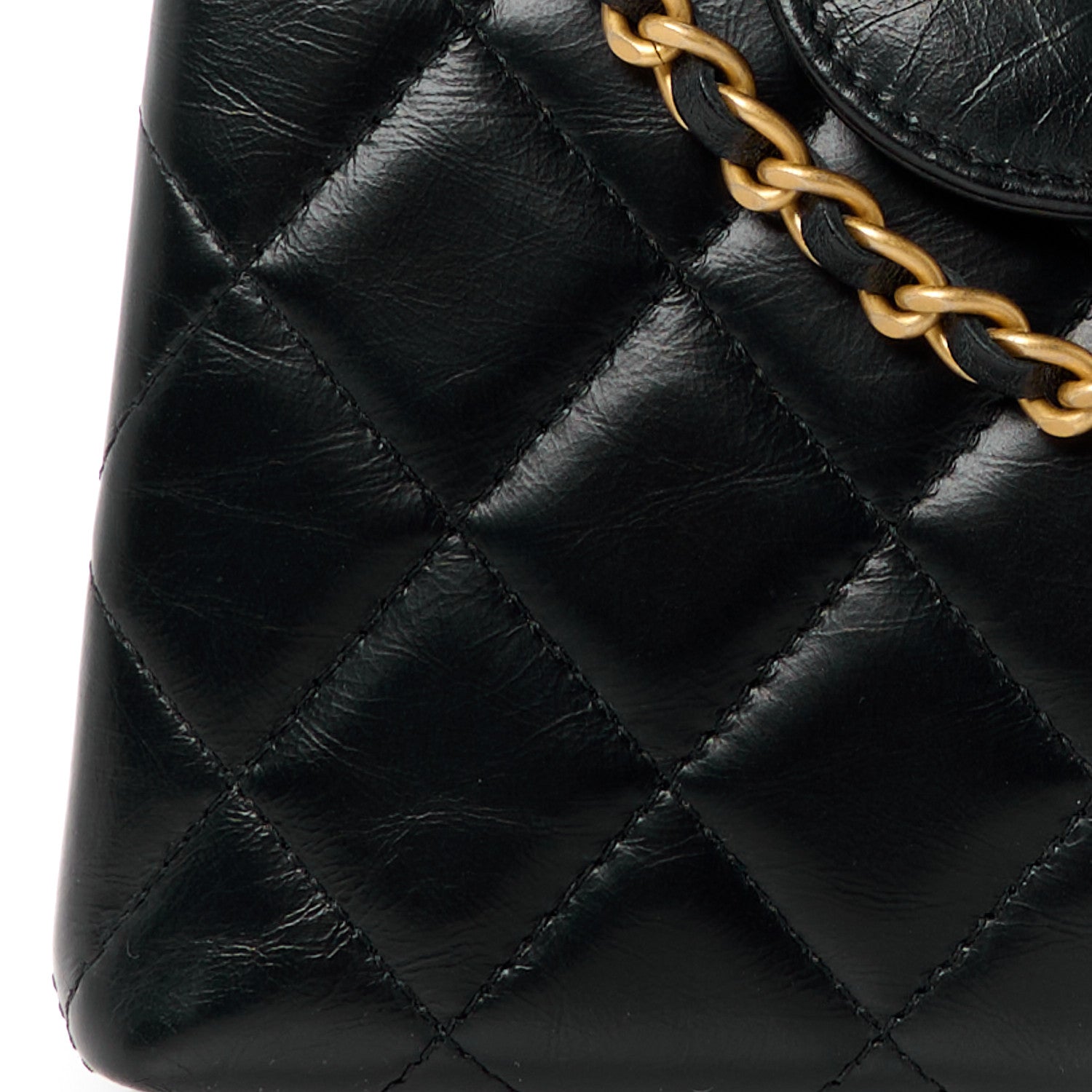 Chanel Shiny Aged Calfskin Quilted Nano Kelly Shopper Black 8 of 12